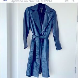 Original sz2 BEBE metallic blue leather trench!!